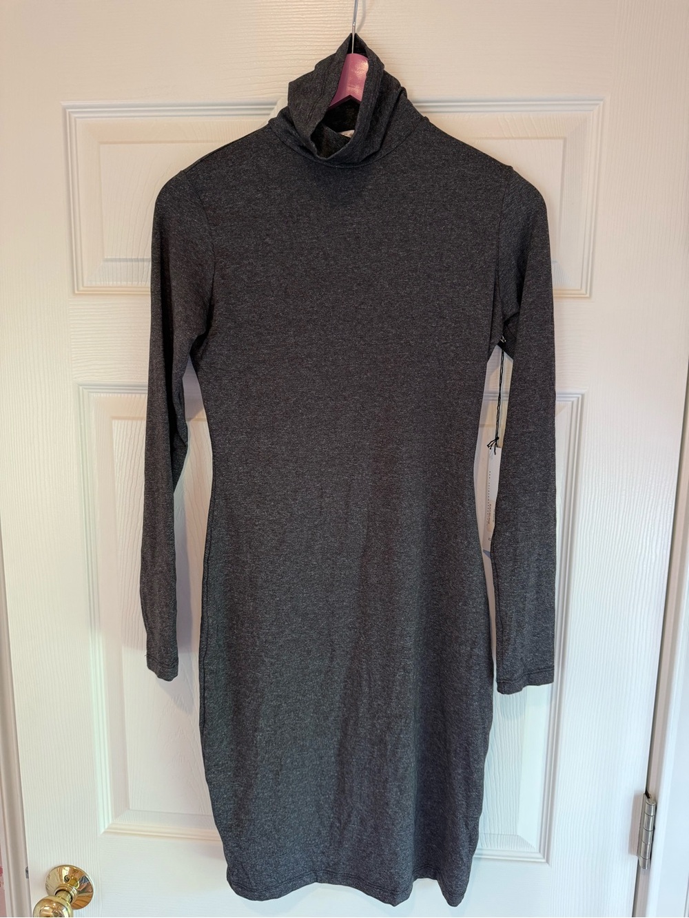 Susana Monaco Charcoal Gray Turtleneck Long-Sleeve Dress